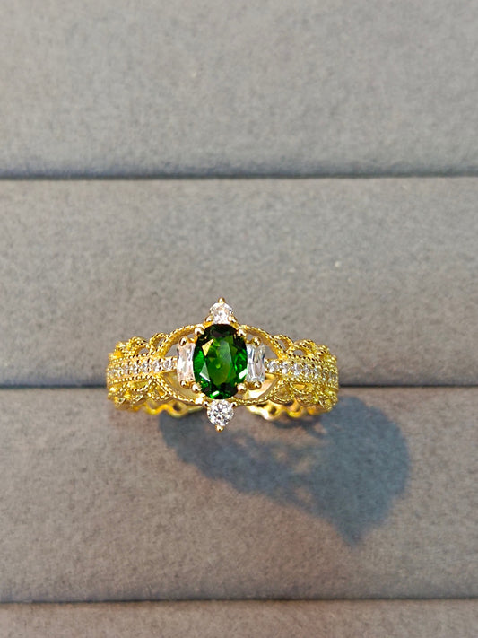 S925 Squisito anello in diopside e filigrana in argento - Gioielli eleganti