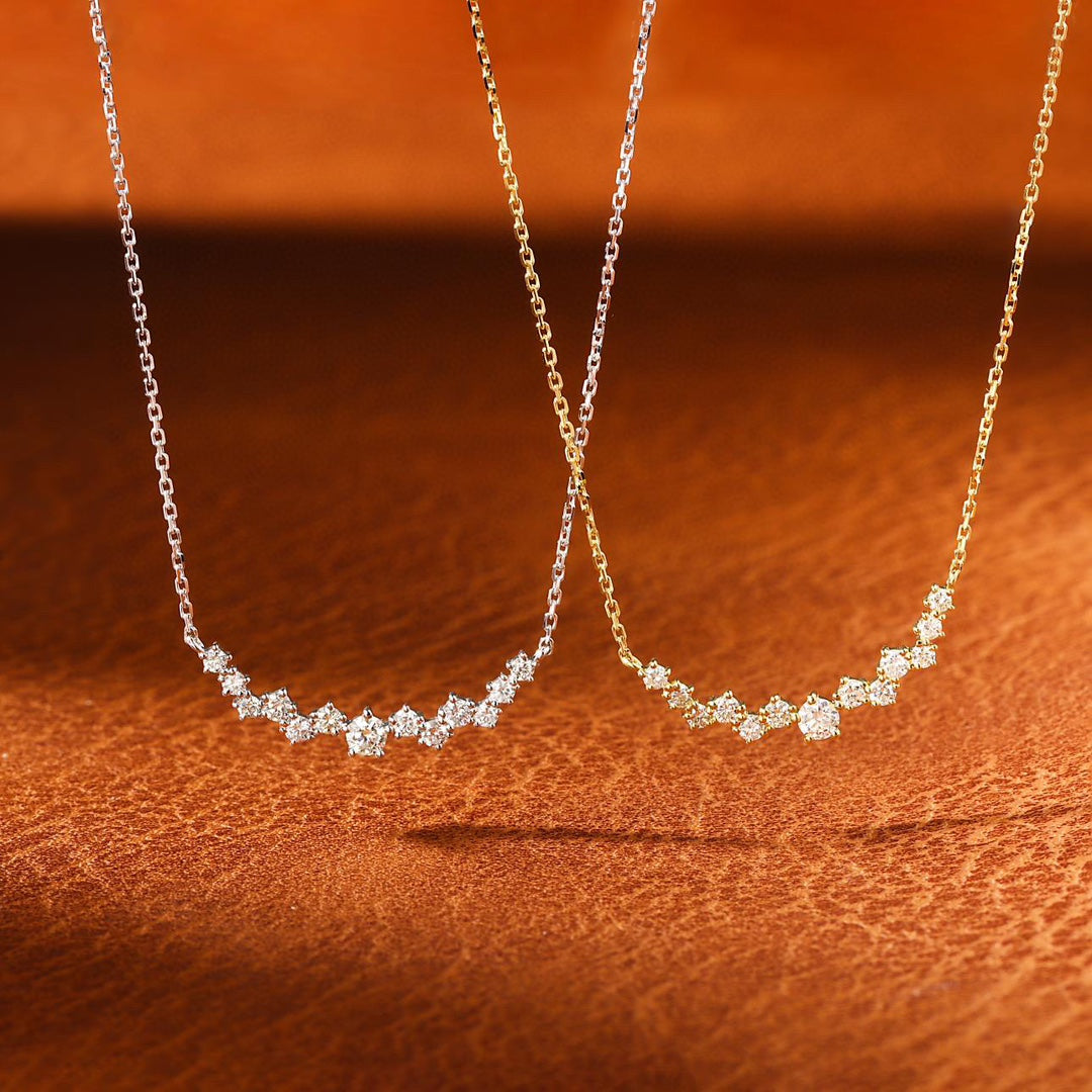 Halskette mit lächelndem Sternenhimmel-Anhänger aus 18 Karat Zuchtdiamant – luxuriöser Schmuck