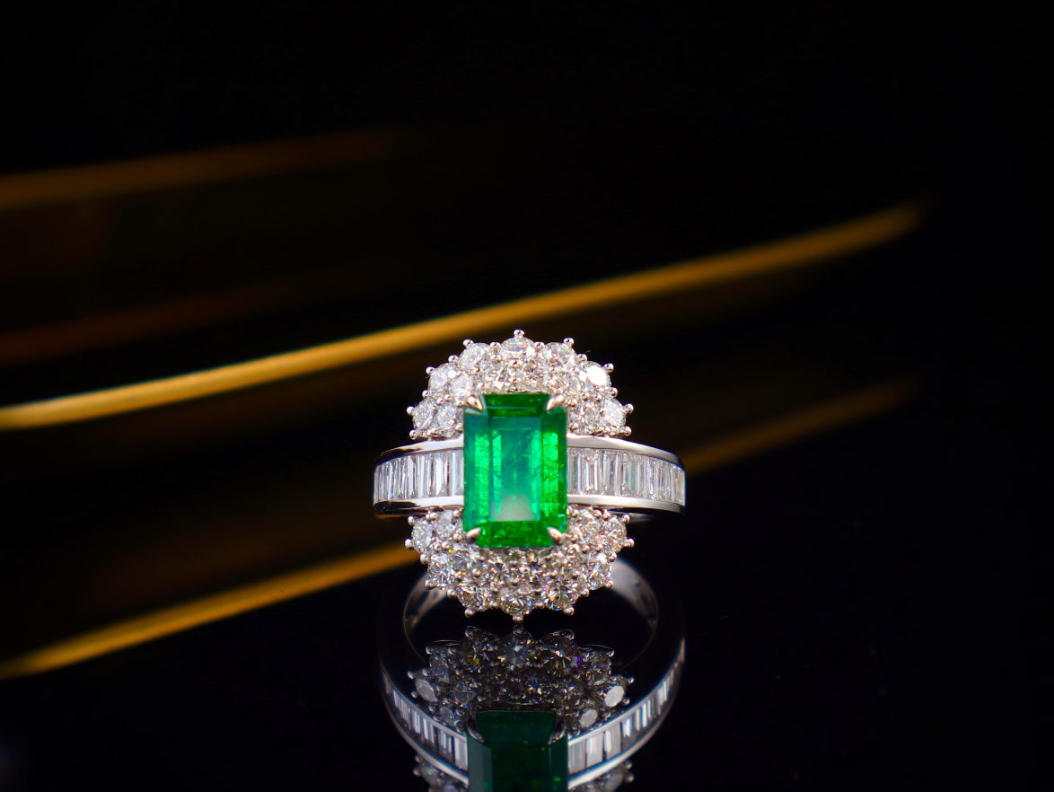 Anello con smeraldo - Gioiello di alta qualità con certificato GIA