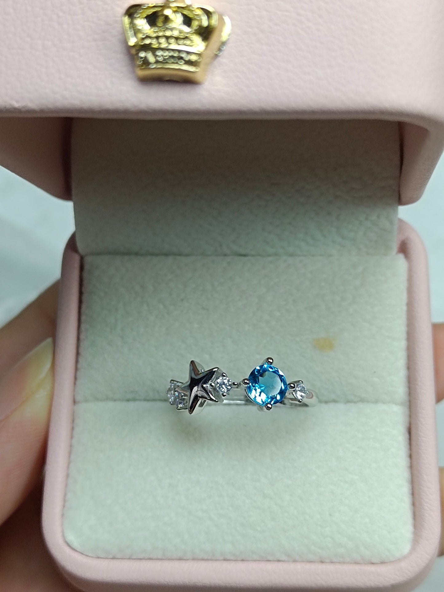 Superbe bague étoile en topaze naturelle - Bijoux exquis pour chaque occasion