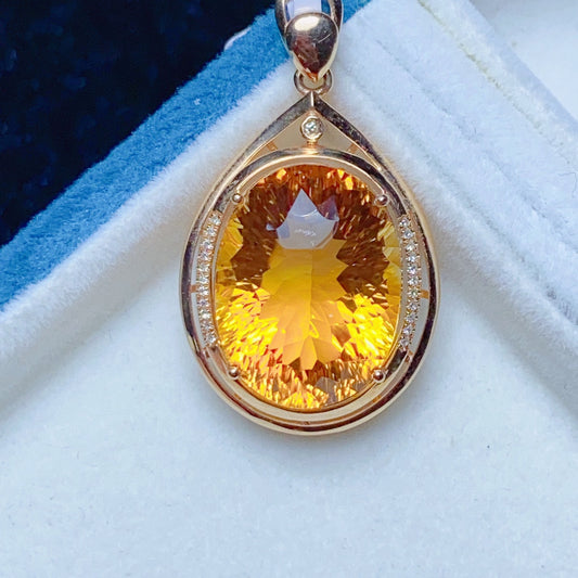 Natural Yellow Citrine Pendant - Exquisite Jewelry Piece