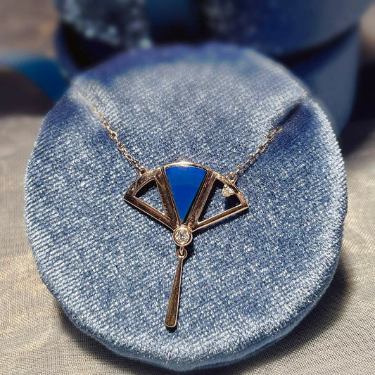 Goût élégant - Bijoux pendentif en ambre bleu dominicain incrustés d'or 18 carats