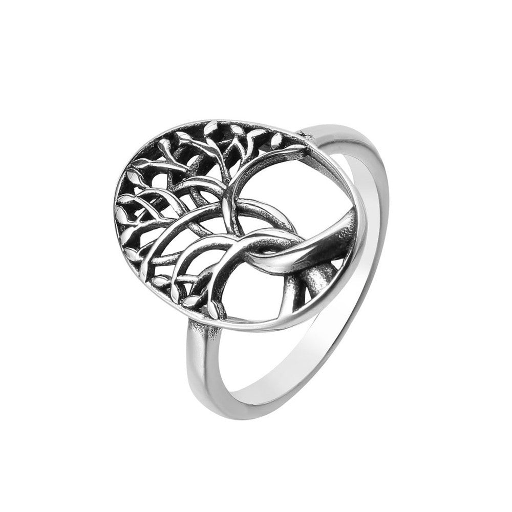 Retro Religious Tree Of Life Men's Titanium Steel Ring