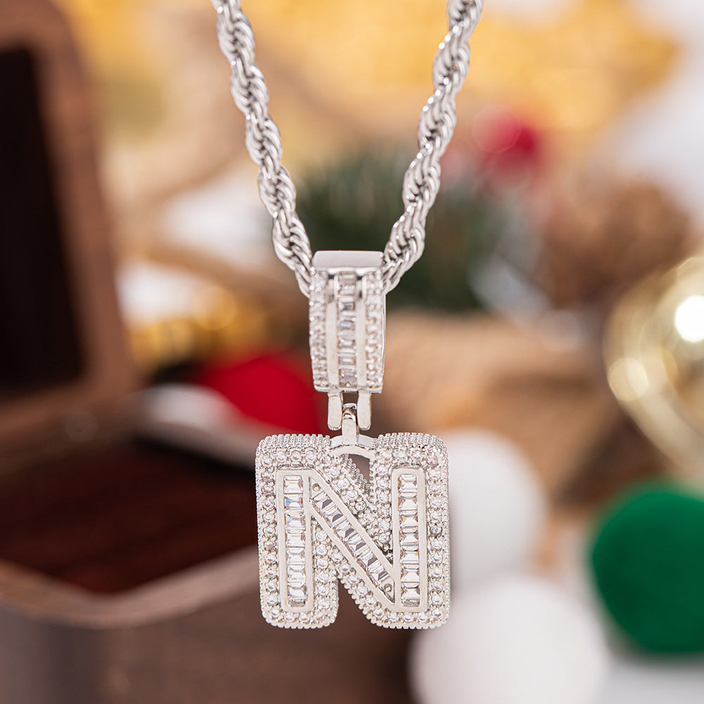 Trendy Full-Diamond 26-Letter Pendant Necklace For Women