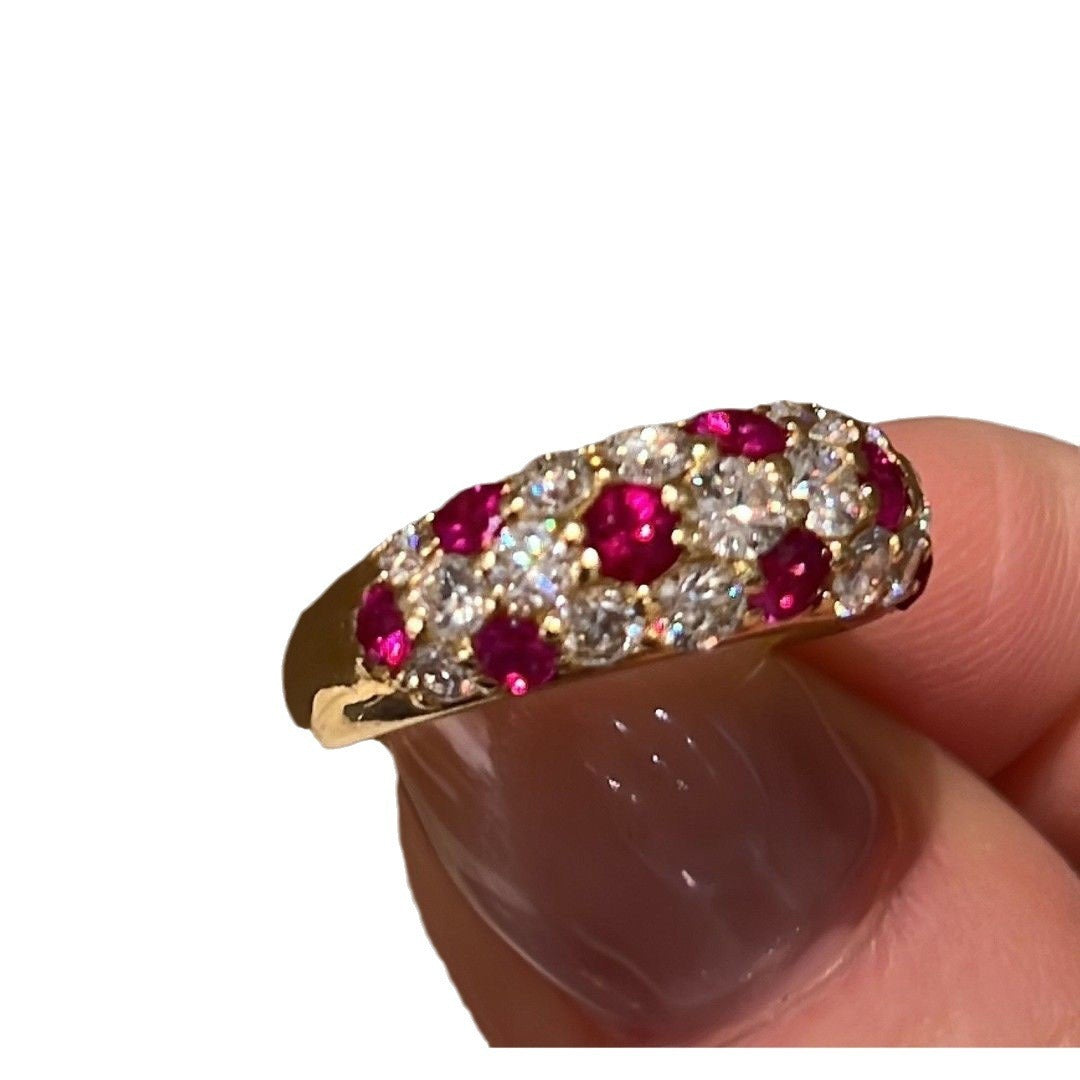 Red Corundum White Diamond Full Diamond Ring For Women