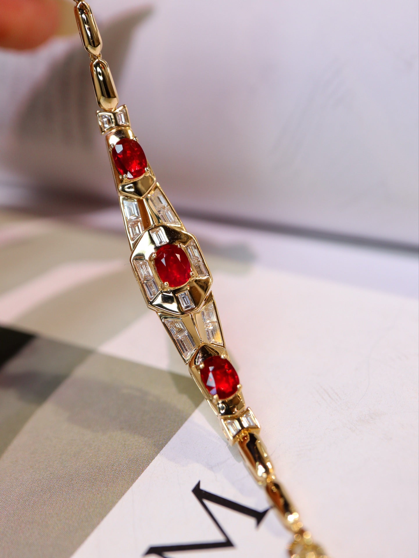 Bracelet Cubain Rubis Non Brûlé Vintage Rétro Élégant - Bijou Bijou
