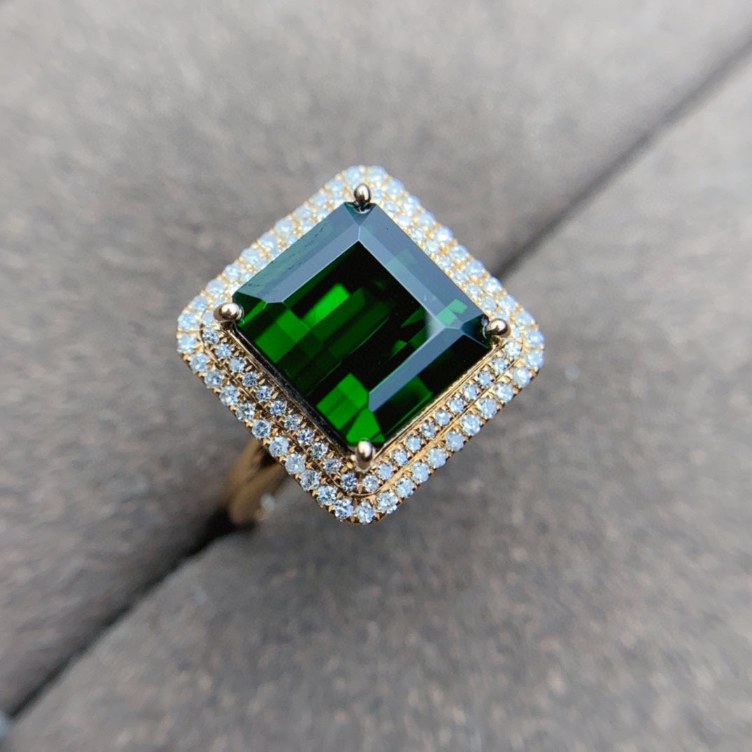 Magnificent Large Chrome Green Tourmaline Ring - Jewelry for Elegance