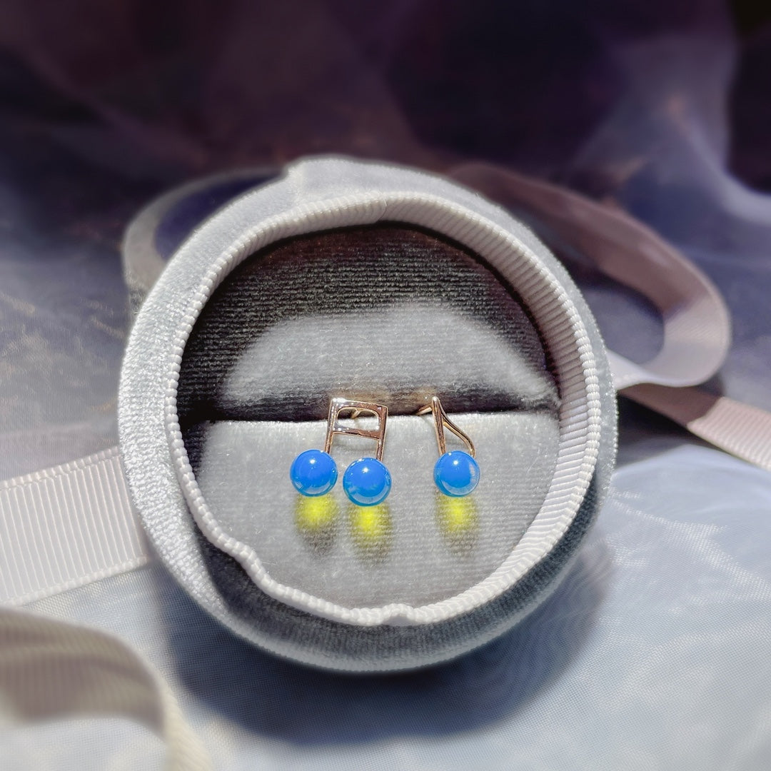 Unveil Your Uniqueness with 18K Gold Embedded Dominican Blue Amber Earrings - Jewelry