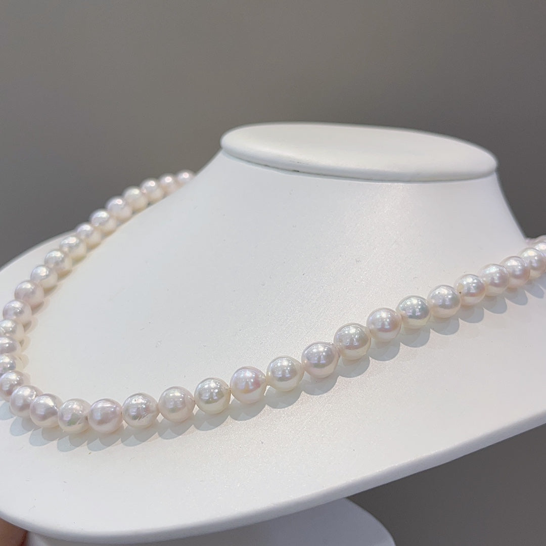 7-8mm Akoya Pearl Kaulakoru 925 Sterling hopeaa - Tyylikkäitä koruja joka tilaisuuteen