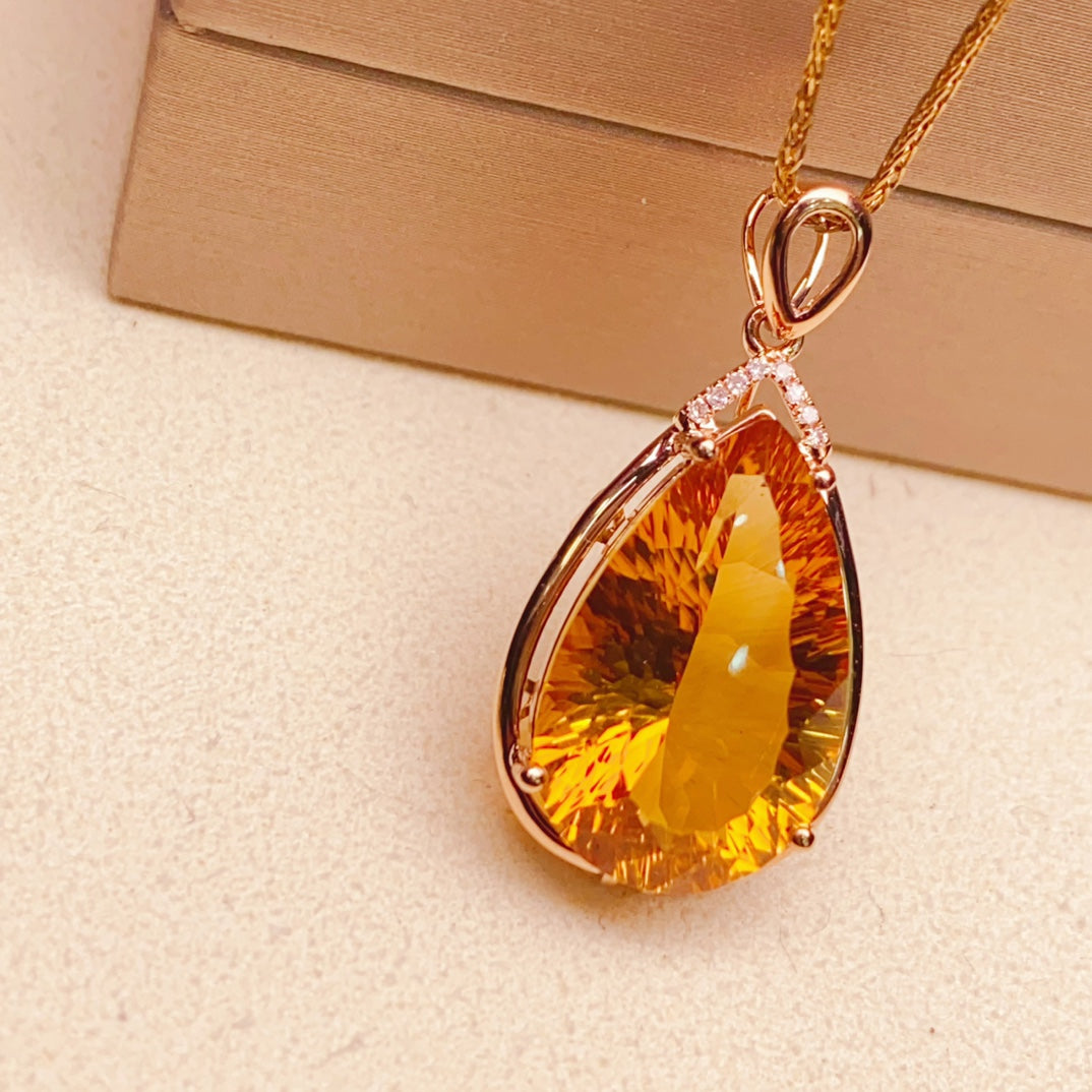 Loket Citrine Kuning Cahaya Matahari Sinaran - Barang Kemas Indah