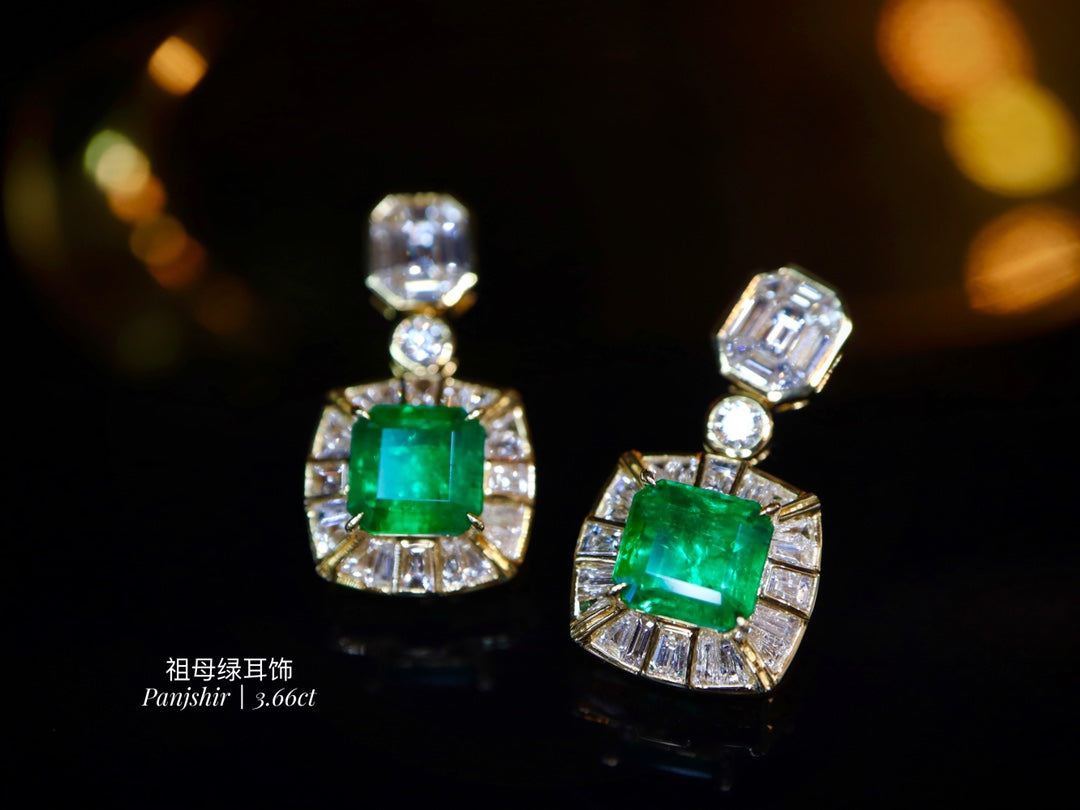 Panjshir Zümrüt Küpe 3.66ct - Birinci Sınıf Yeşil Takı