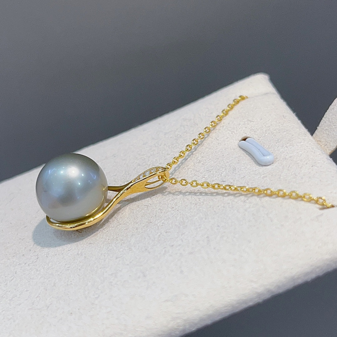 Luxe 18K gouden diamanten en 12,3 mm Tahitiaanse zwarte parel sieraden