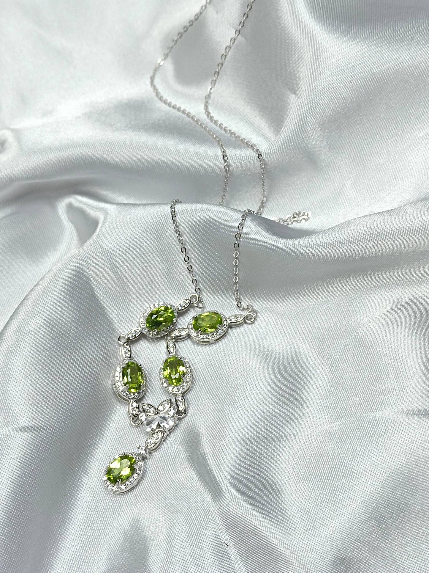 S925 zilveren ingebedde peridoot luxe ketting - prachtige sieraden