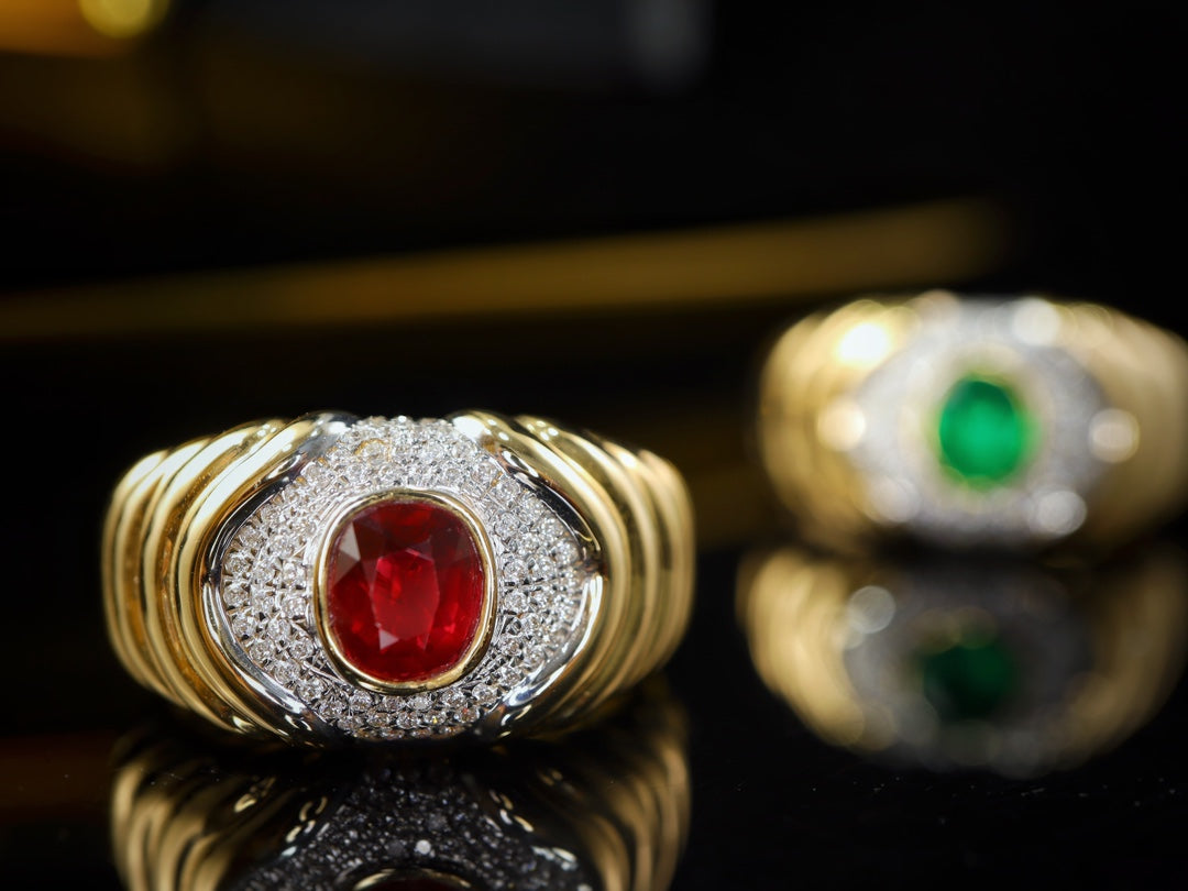Cincin Delima Darah Pigeon Gaya Vintage - Barang Kemas Batu Permata Marvel