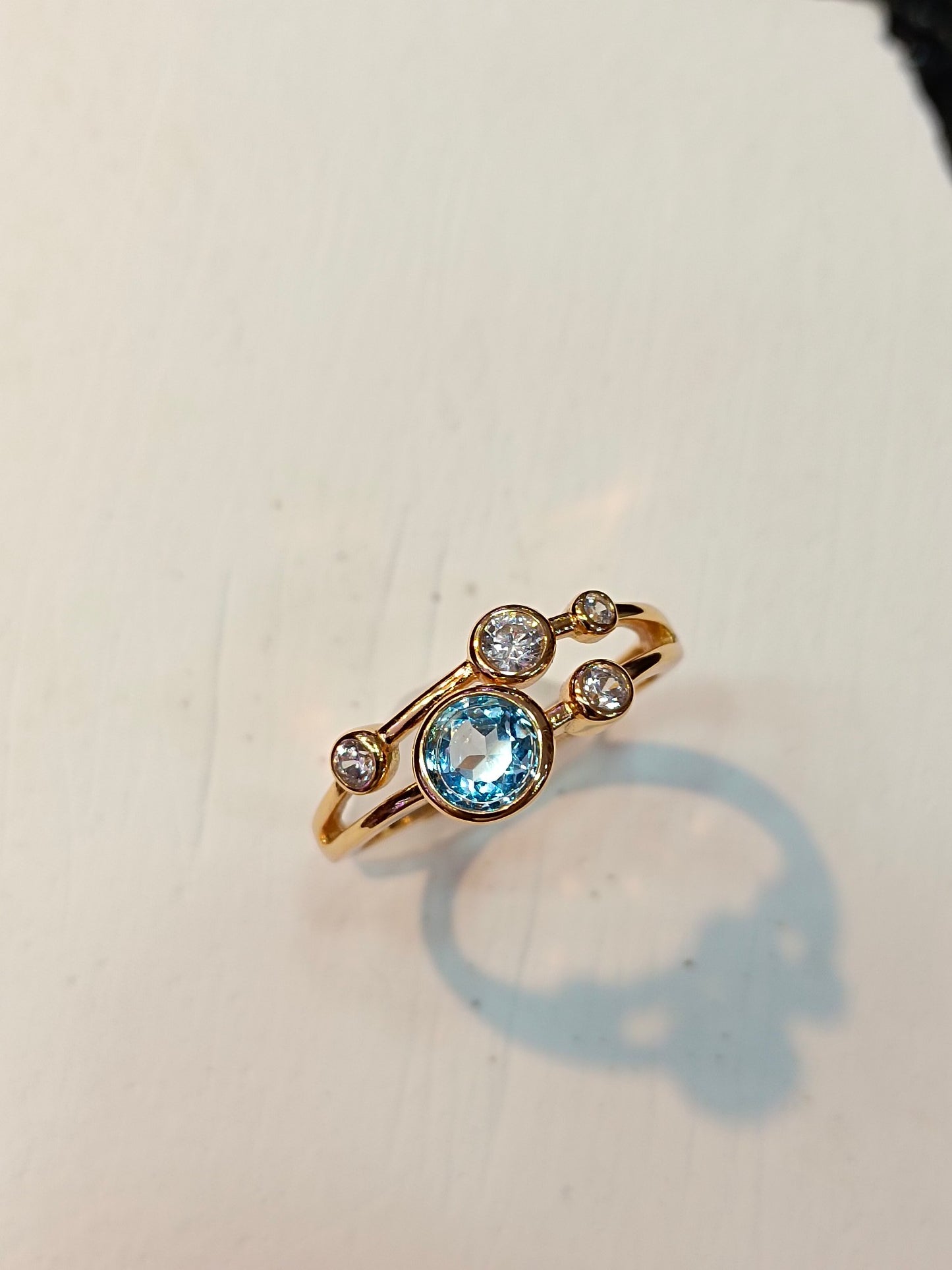Cincin Gelembung Topaz Perak Sterling S925 yang Indah dengan Penyematan Emas 18K - Perhiasan Fashion