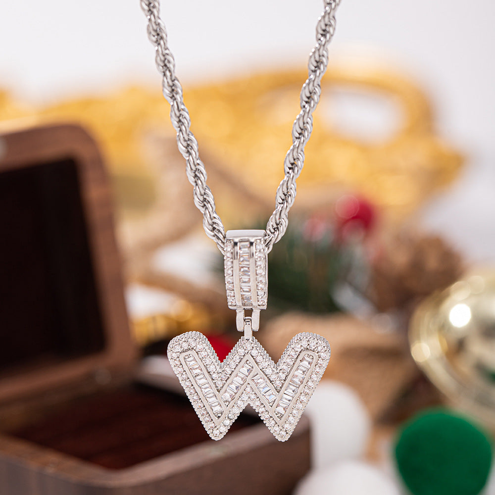Trendy Full-Diamond 26-Letter Pendant Necklace For Women