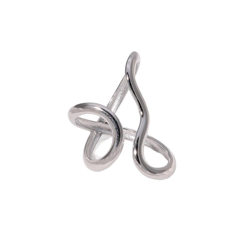 Minimalist Style Irregular Line Stainless Steel Open Ring