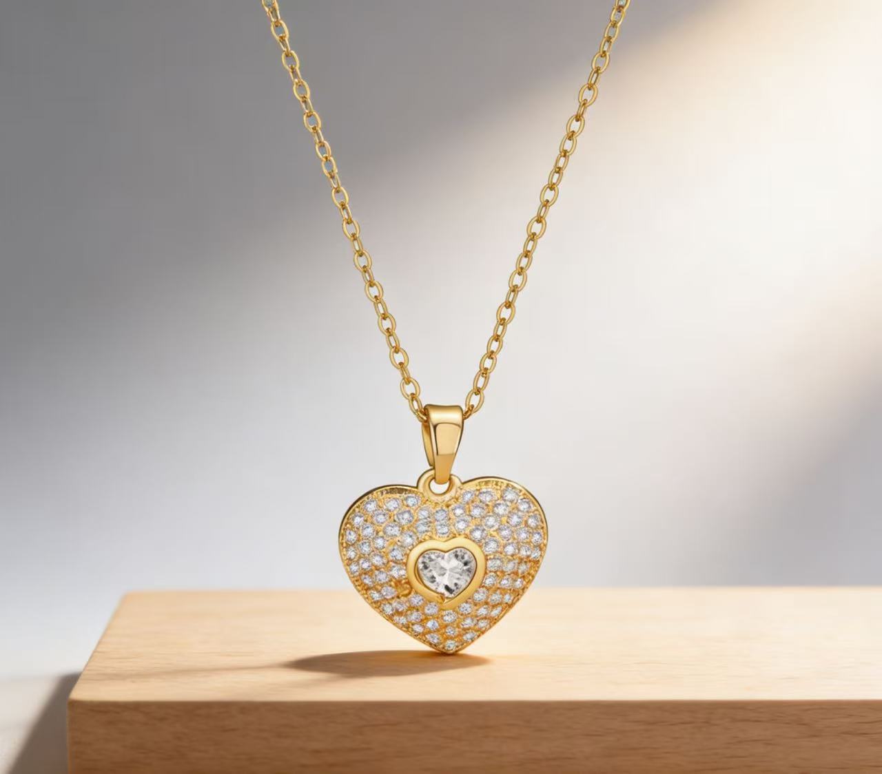 Double Heart Moissanite Necklace Womens Clavicle Chain With Pendant