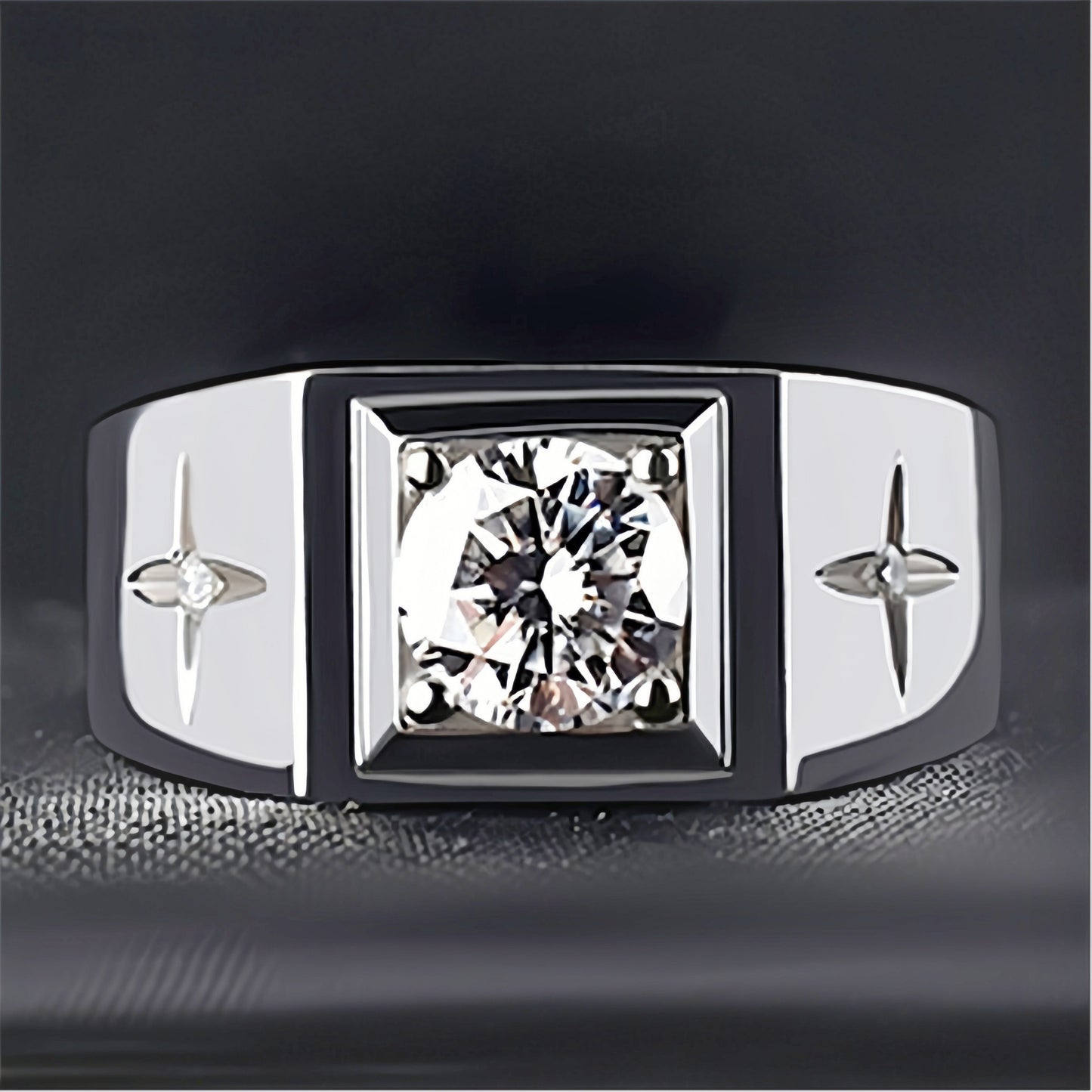 Lucky Cross Star Inlaid Diamond Plated 18K Ring