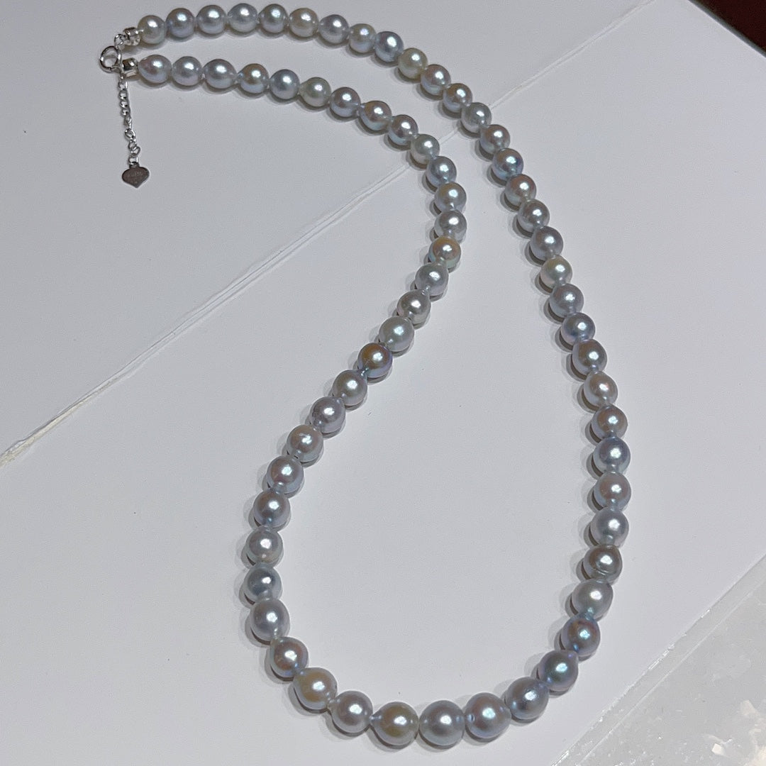 5-6 mm harmaa Akoya Pearl -koru 18K kultaisella säädettävällä lukkolla