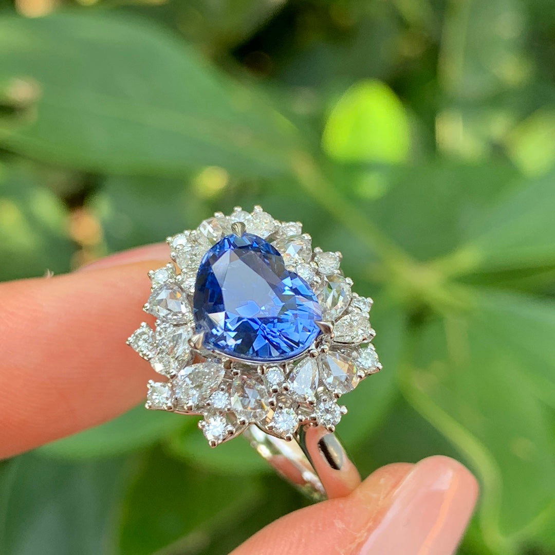 Nytt: 3.04ct blåklint blå safir smycken med dubbla användningsområden