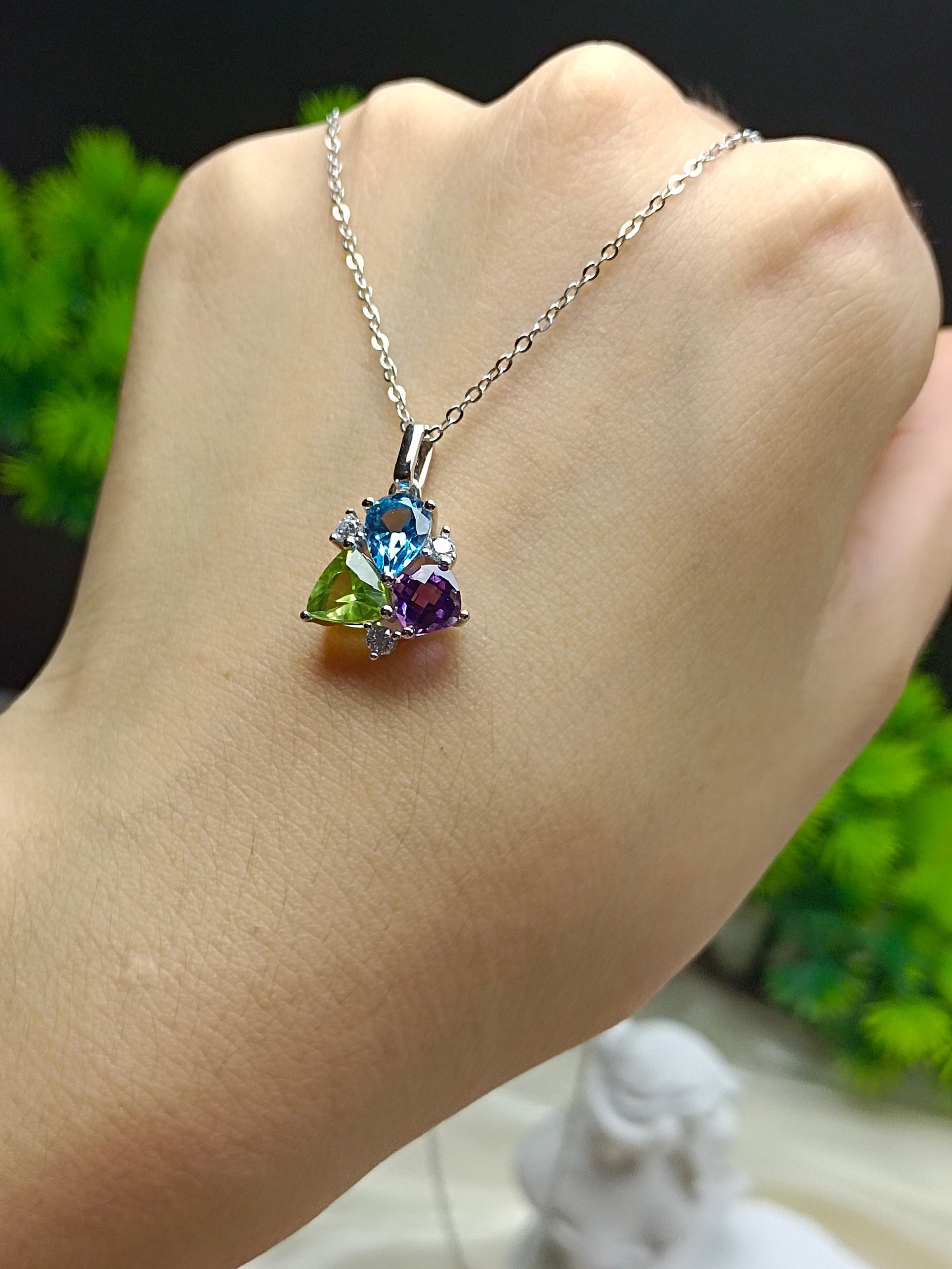 Squisiti gioielli in argento sterling S925 incastonati con ametista, topazio e peridoto