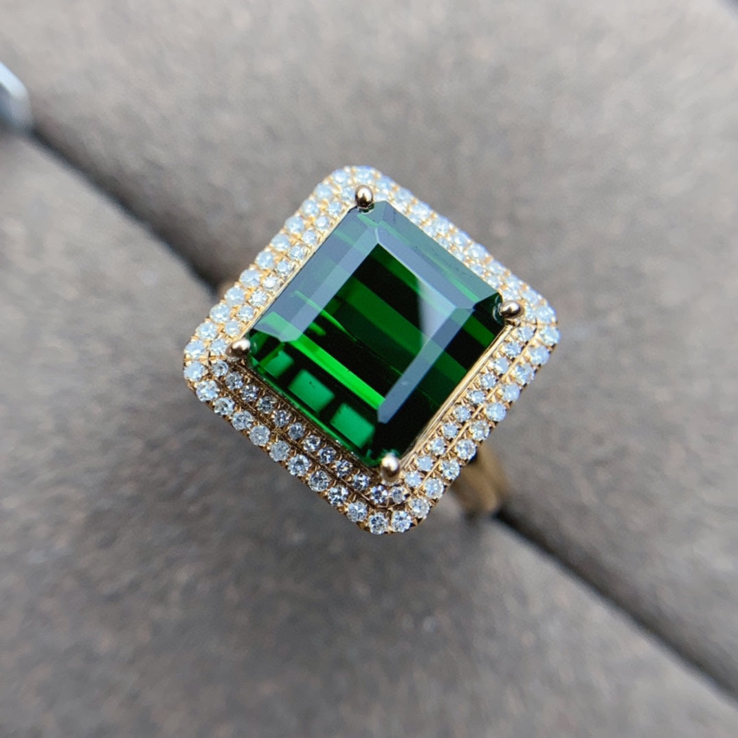 Magnificent Large Chrome Green Tourmaline Ring - Jewelry for Elegance