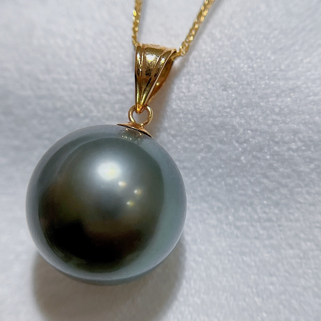 Luxe 18K goud en 13,1 mm Tahitiaanse zwarte parel sieraden