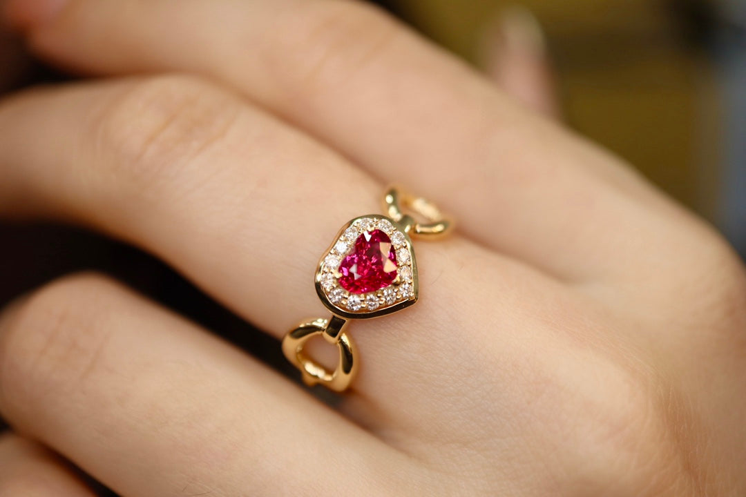 Cincin Batu Permata Merah Darah Pigeon - Barang Kemas Berkualiti Tinggi