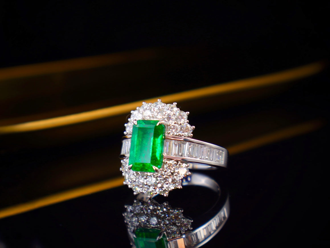 Anello con smeraldo - Gioiello di alta qualità con certificato GIA