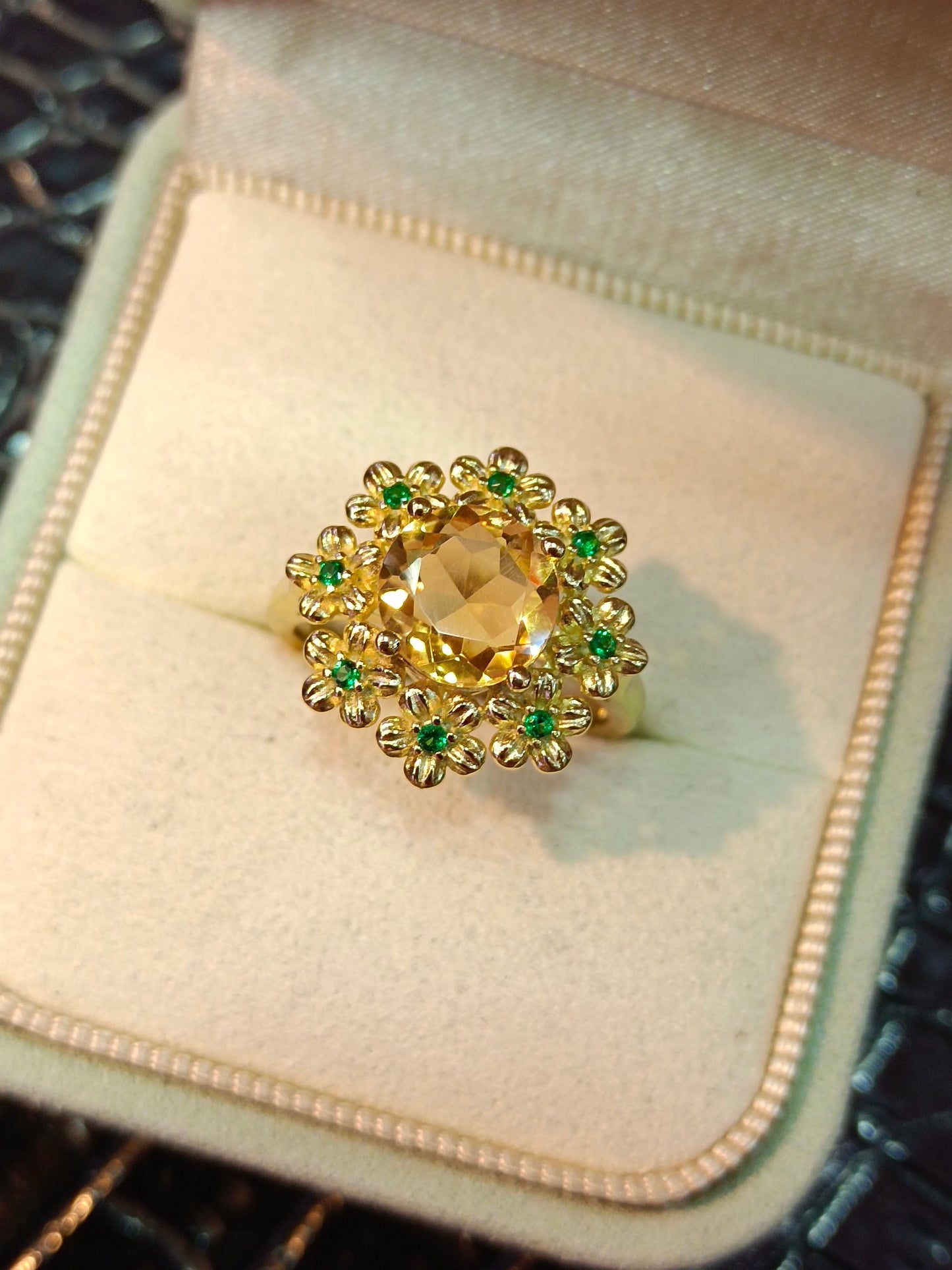Anello in argento sterling S925 con fiocco di neve in cristallo giallo - Gioielli squisiti