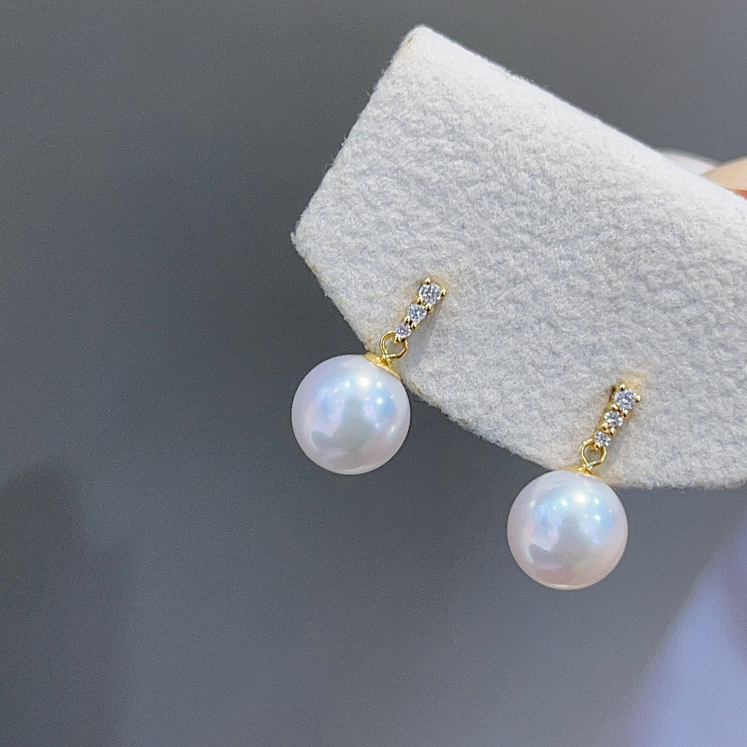 豪華 18K 金鑽石和 8-8.5 毫米 Akoya 珍珠首飾