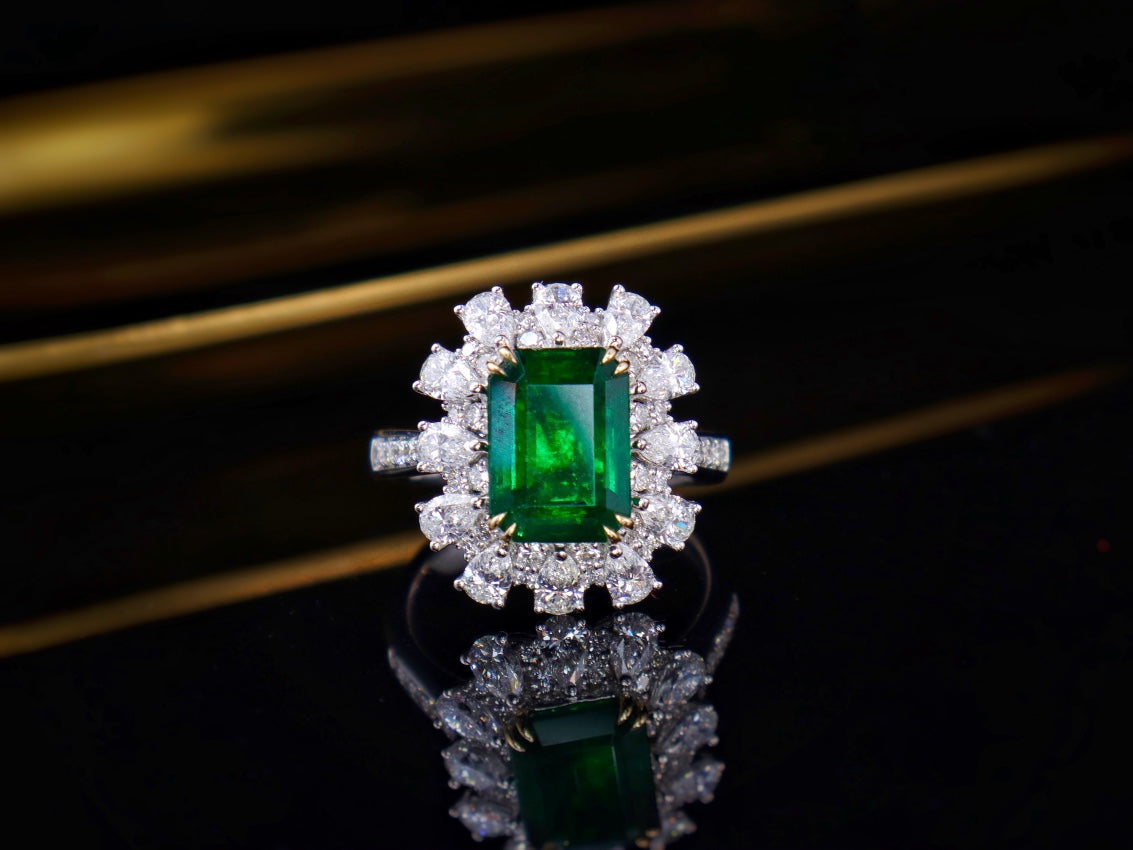 Cincin Zamrud Marvel: Barang Kemas Batu Permata Hijau 2.63ct Premium沃顿