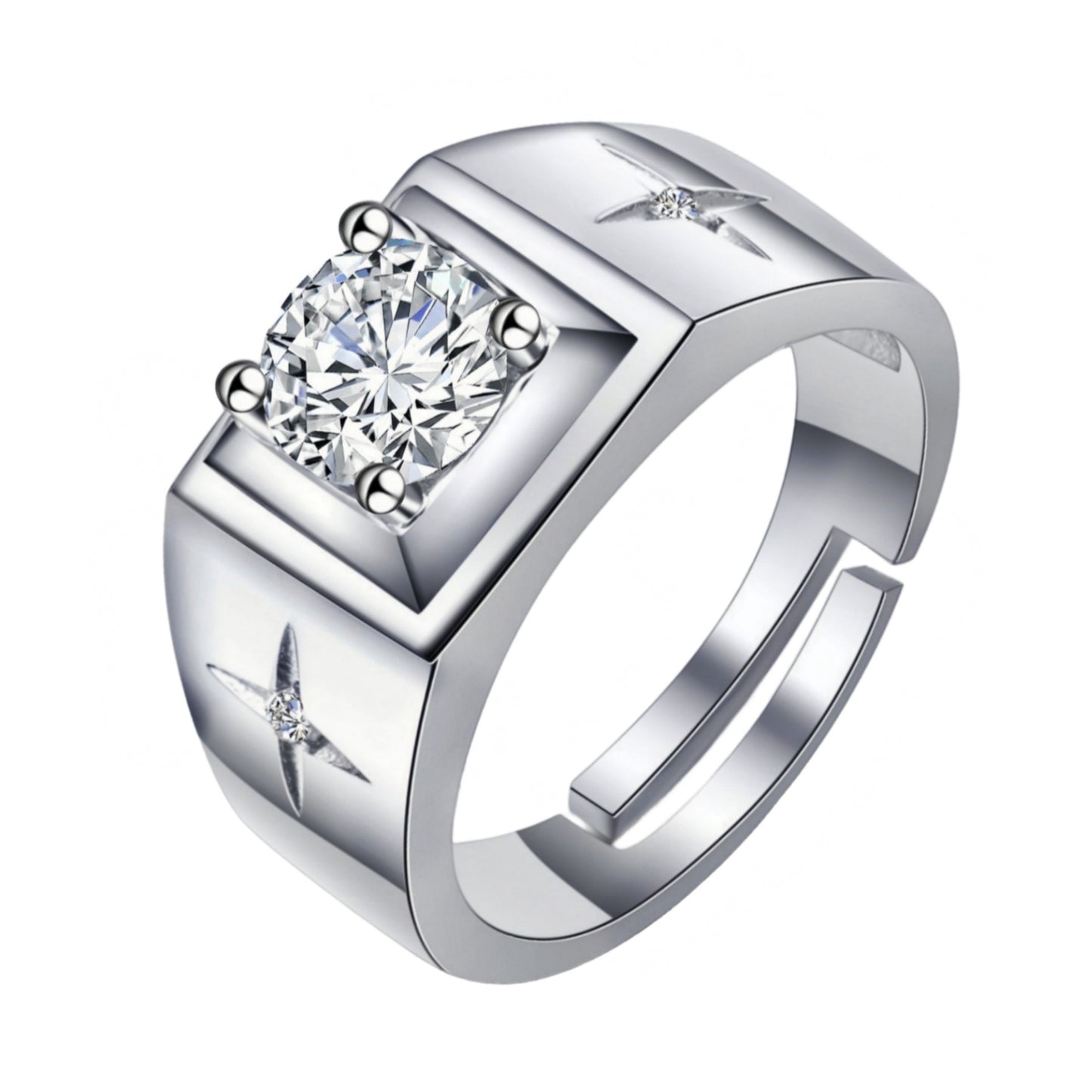 Lucky Cross Star Inlaid Diamond Plated 18K Ring