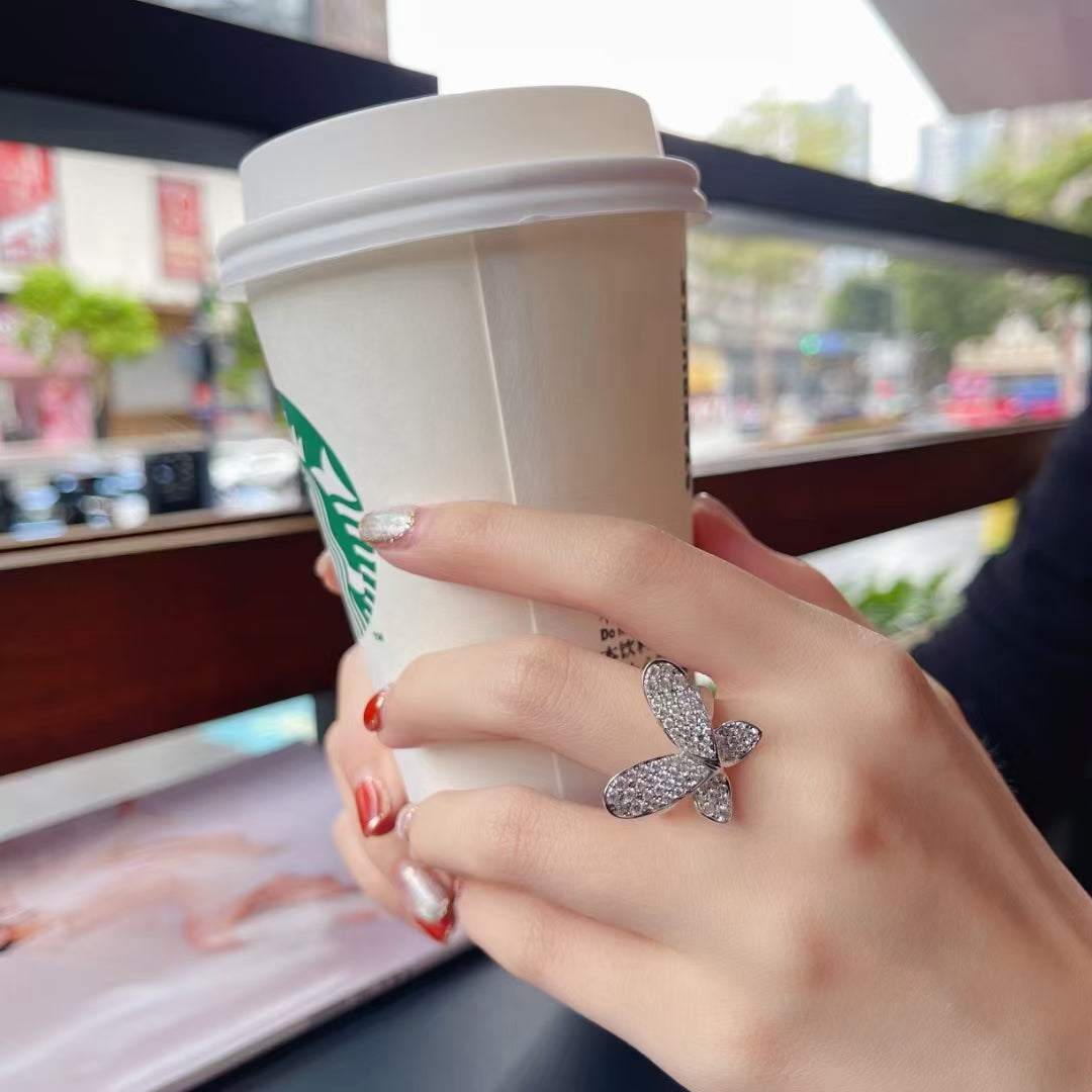 3D Butterfly Ring - Exquisite Jewelry Piece - White Diamond Ring