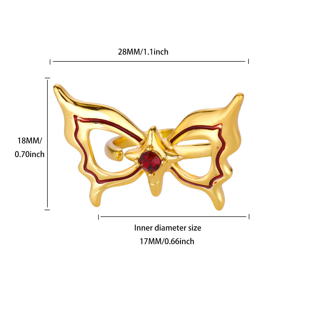 Light Luxury High-end Sense Ice Blue Oil Drop Butterfly Open Ring