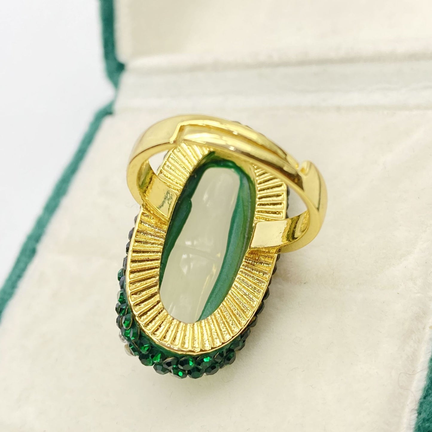 Chrysocolla Copper-plated 18K Real Gold Ring For Women