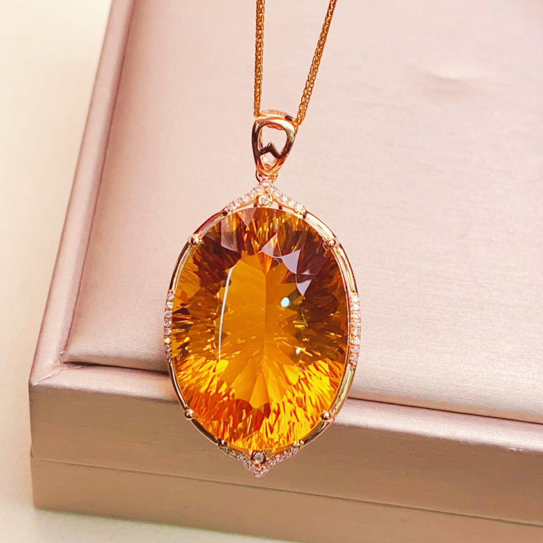 Radiant Sunshine Yellow Citrine Pendant - ylelliset korut