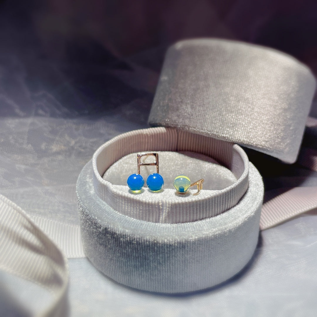 Unveil Your Uniqueness with 18K Gold Embedded Dominican Blue Amber Earrings - Jewelry