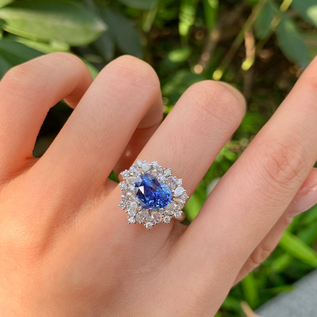 Nytt: 3.04ct blåklint blå safir smycken med dubbla användningsområden