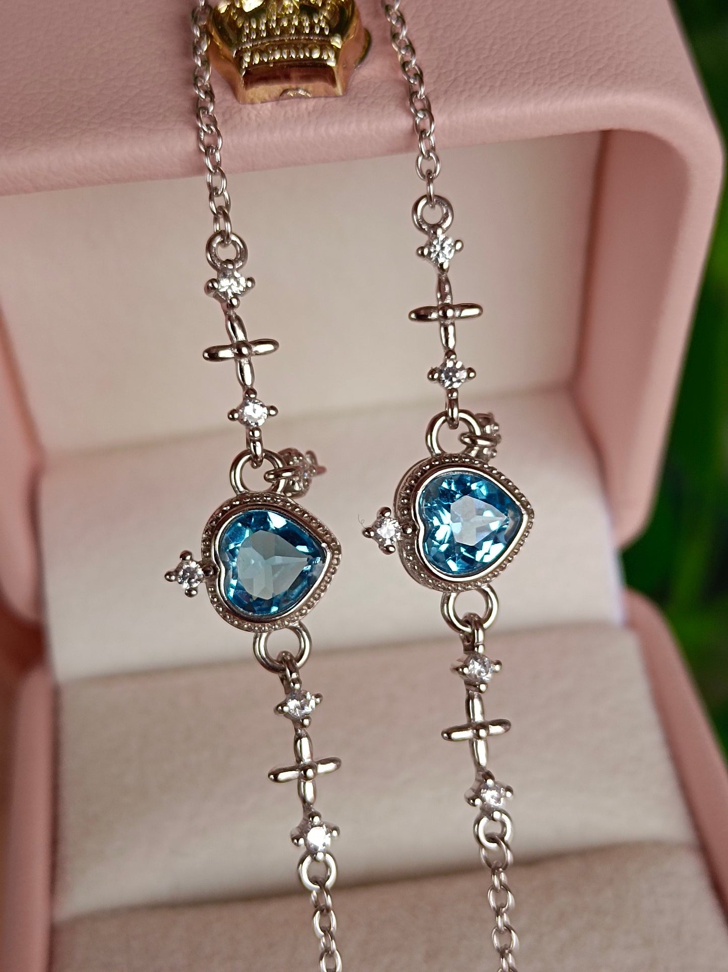 Bracciale con ciondolo a cuore con topazio azzurro naturale svizzero - Gioielli squisiti