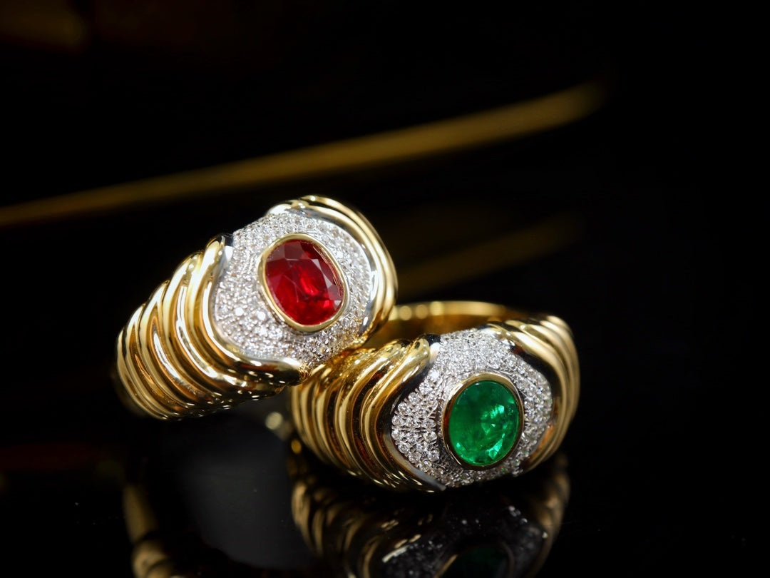 Cincin Delima Darah Pigeon Gaya Vintage - Barang Kemas Batu Permata Marvel