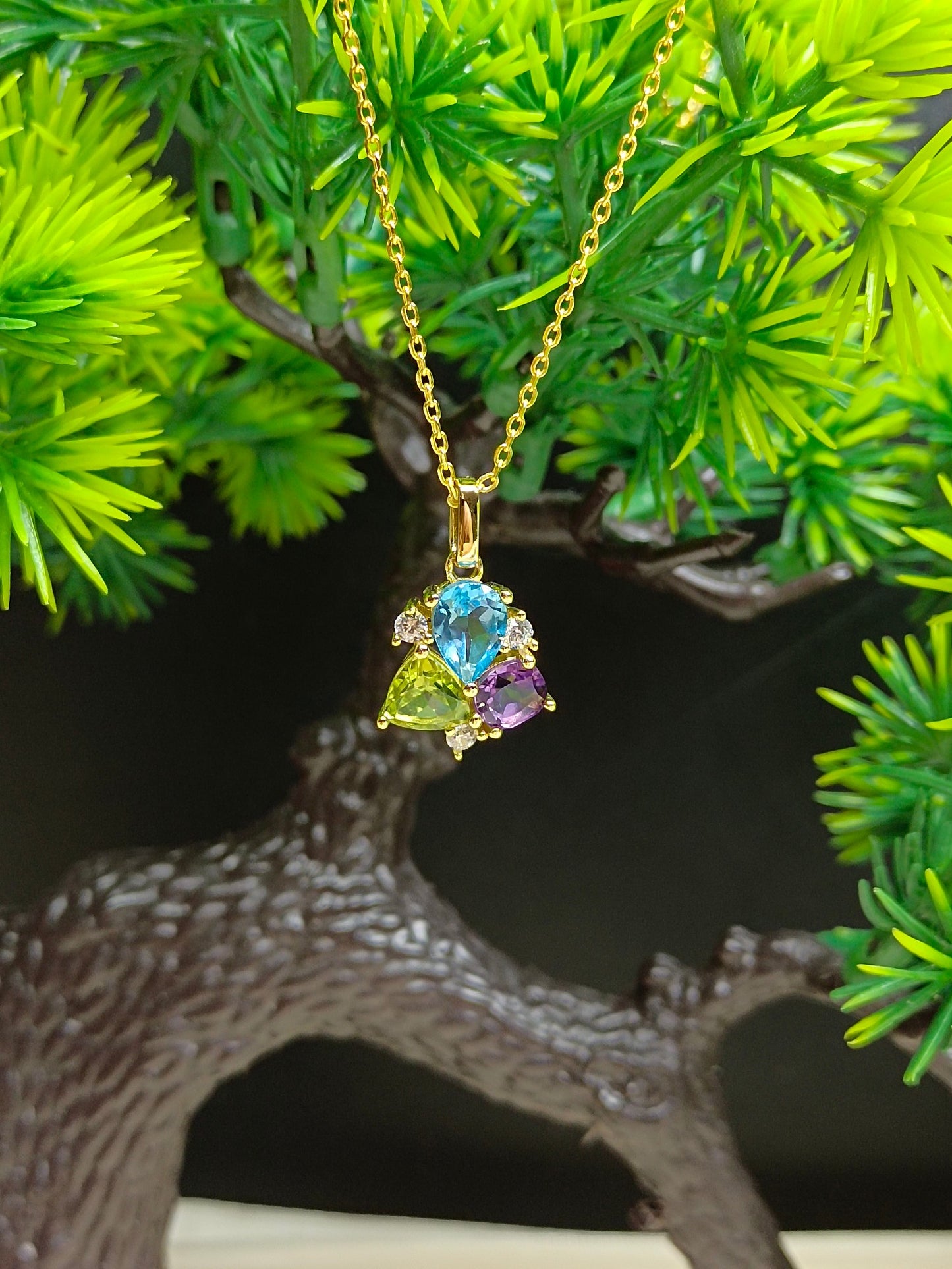 Squisiti gioielli in argento sterling S925 incastonati con ametista, topazio e peridoto