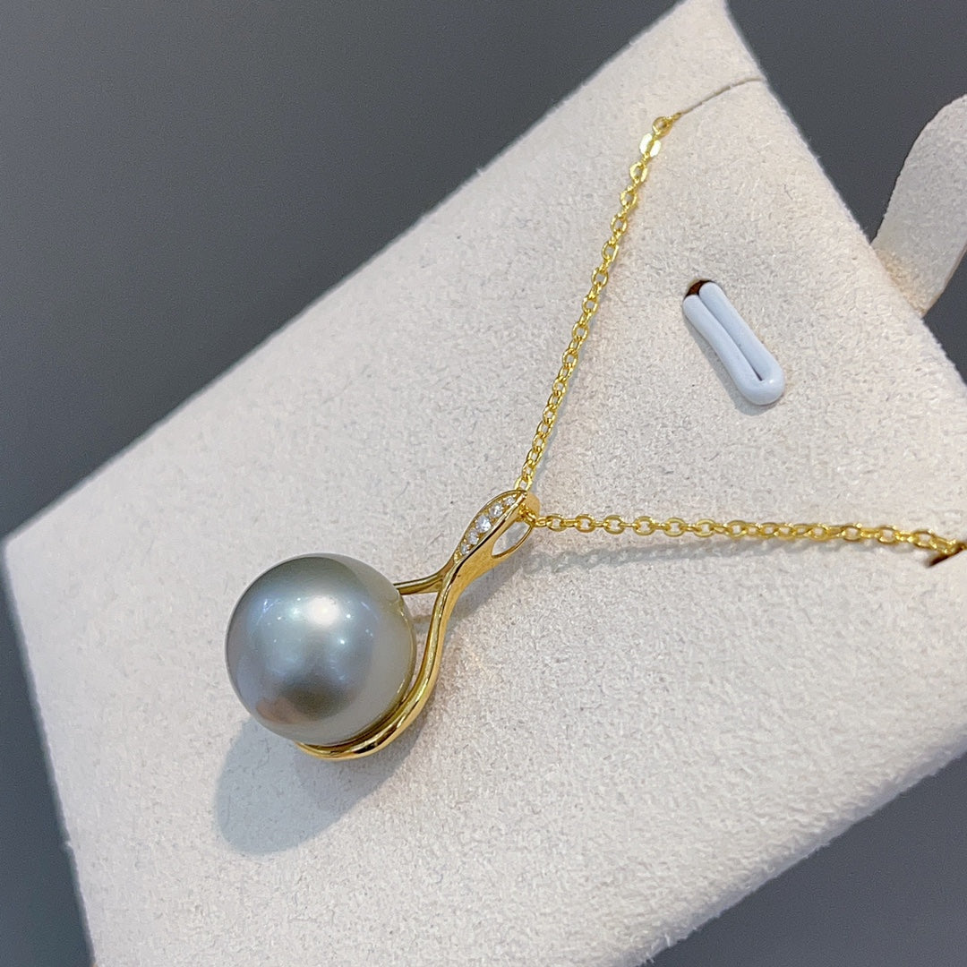 Luxe 18K gouden diamanten en 12,3 mm Tahitiaanse zwarte parel sieraden