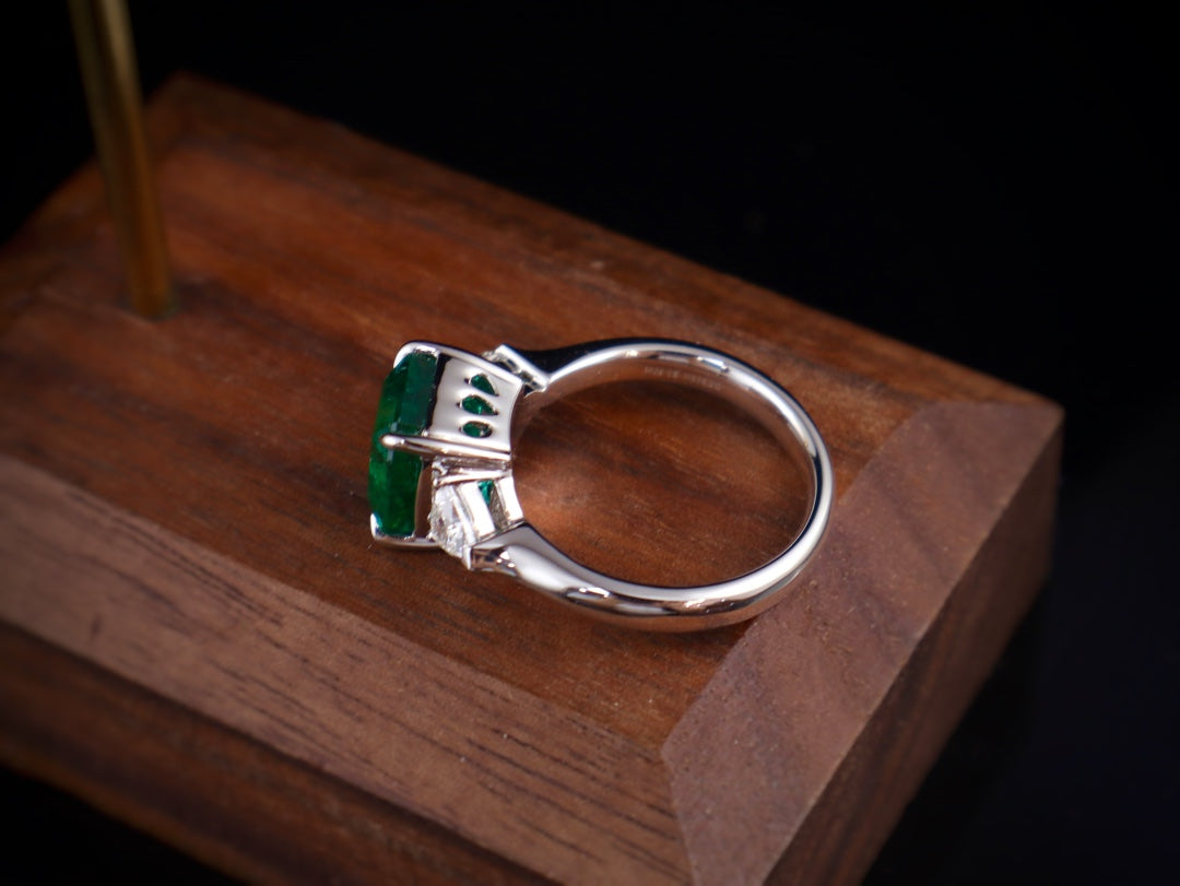 Inel verde smarald - bijuterii trilogie clasică verde viu de 3,50 ct