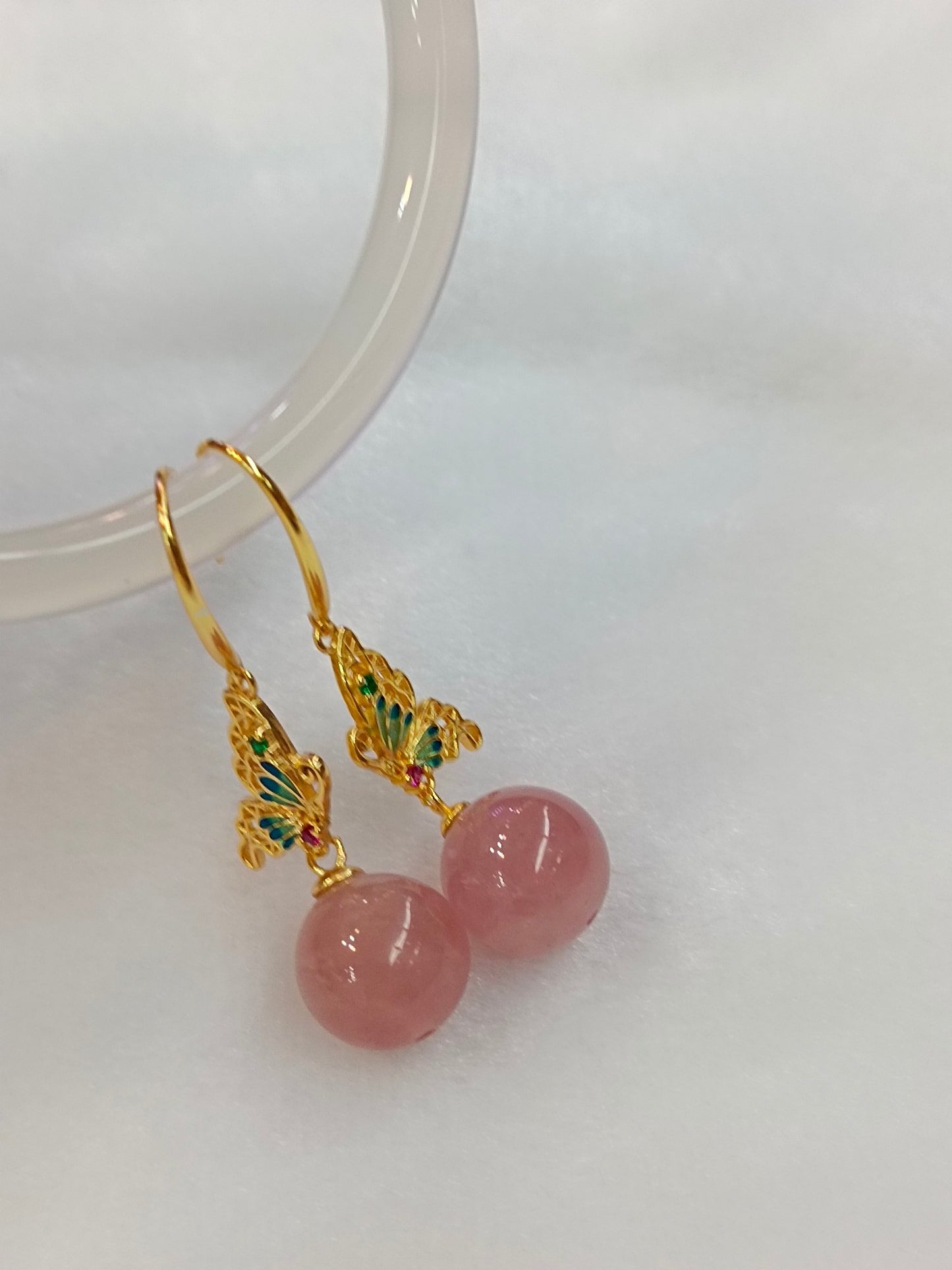 Elegant Crystal Earrings - Short and Sweet Ma Fan Jingtai Blue with S925 Silver