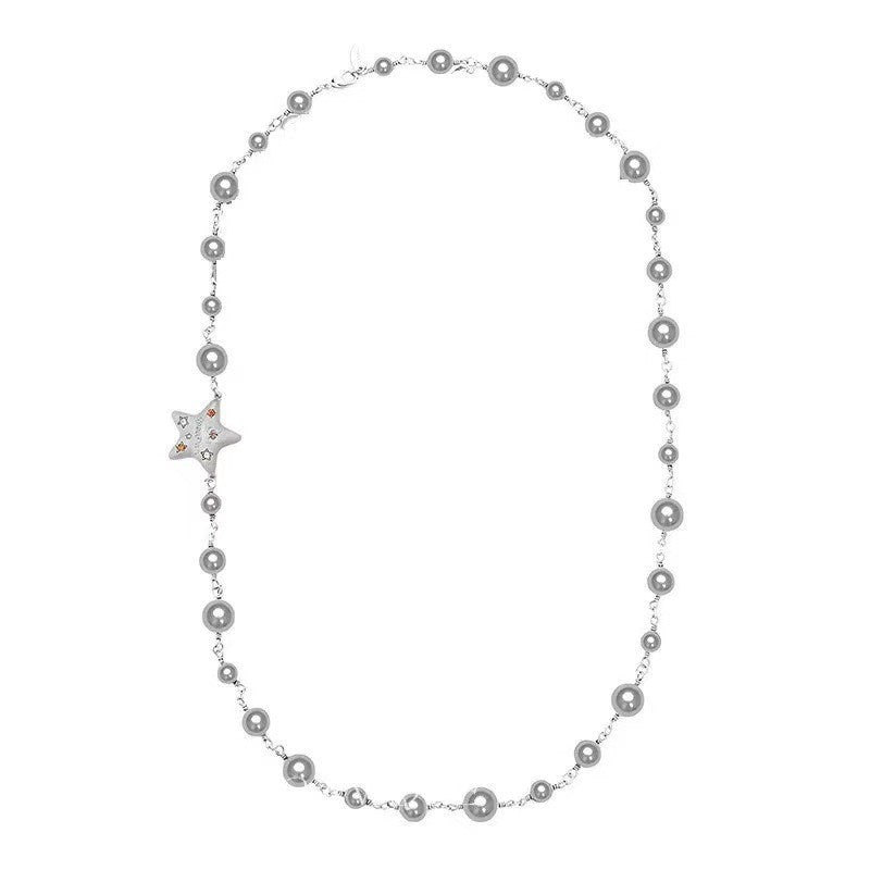 High-End Dual-Layer Starry Sky Pearl Statement Necklace