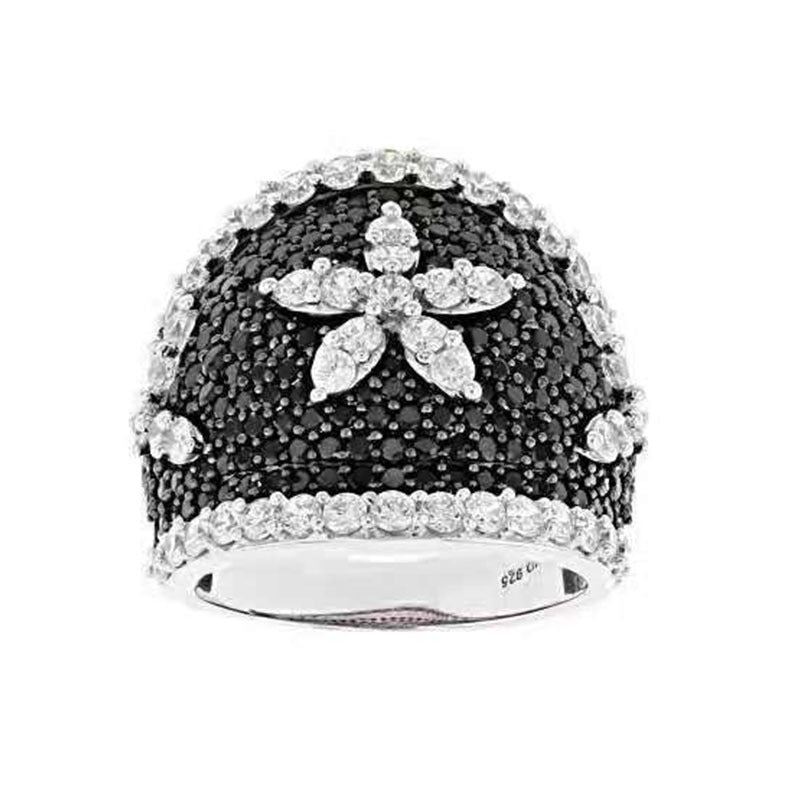 Retro Black Zirconia Inlaid Diamond Exaggerated And Stylish Ring