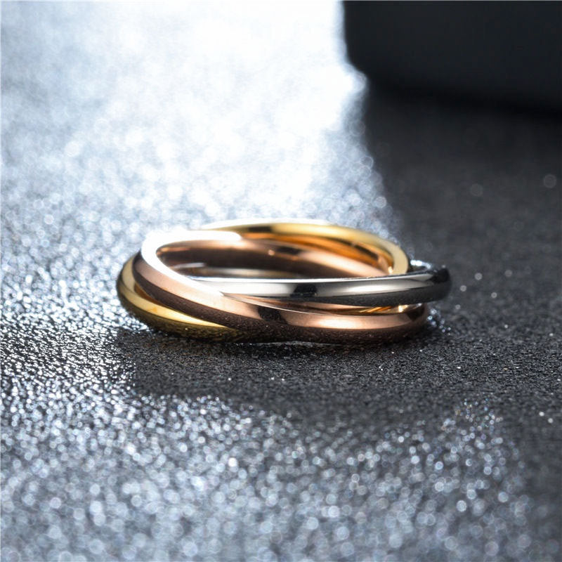 Simple Stainless Steel Three-ring Tricolor Ring Fashion