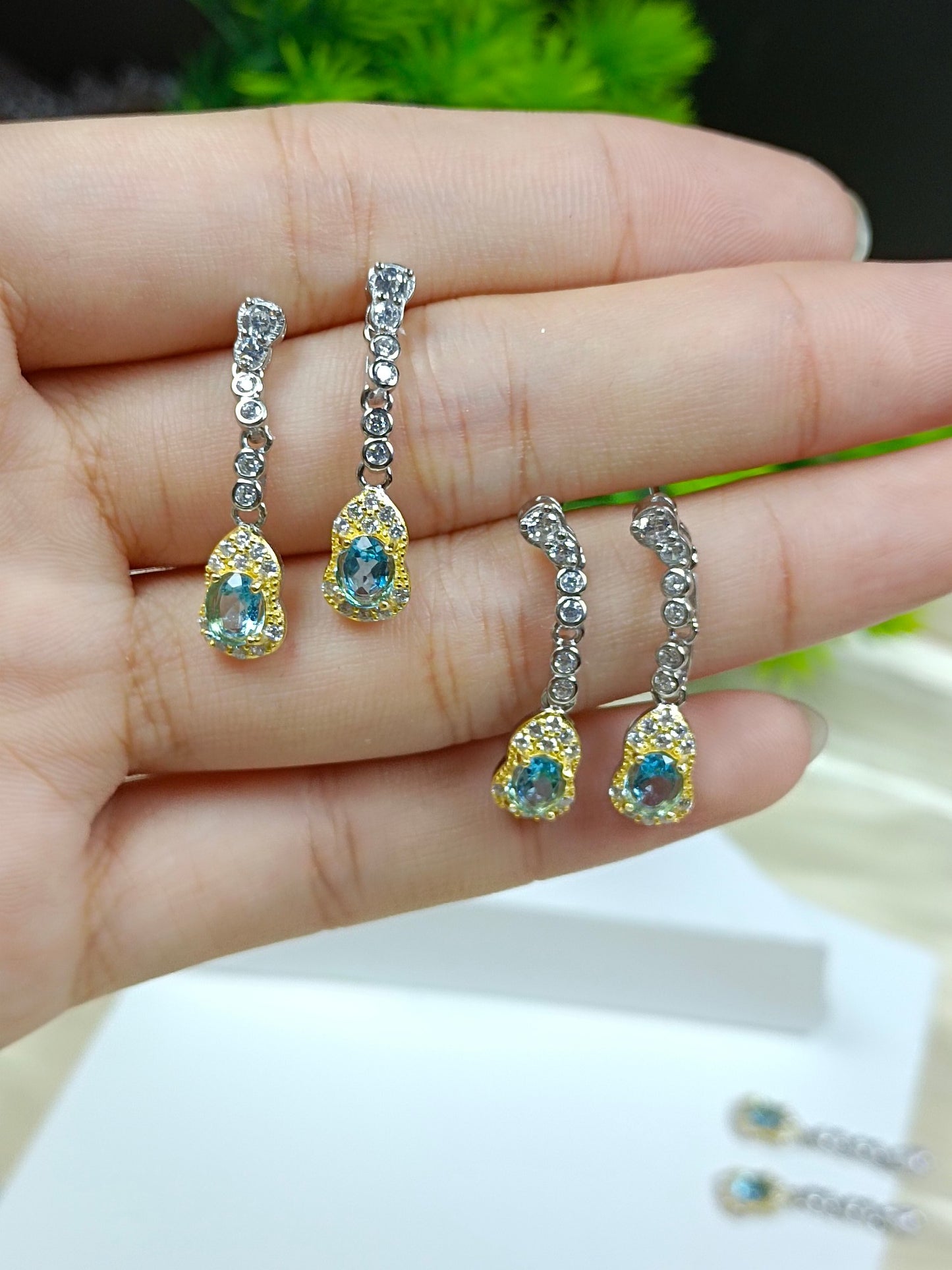Cercei cu tărtăcuță cu topaz încorporat din argint S925 - Cercei lungi cu design minimalist de lux și eleganță